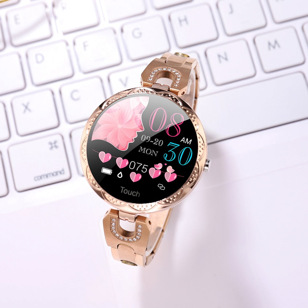 Women's Patterned Metal Smart Watch AANHORA-SHOPPING