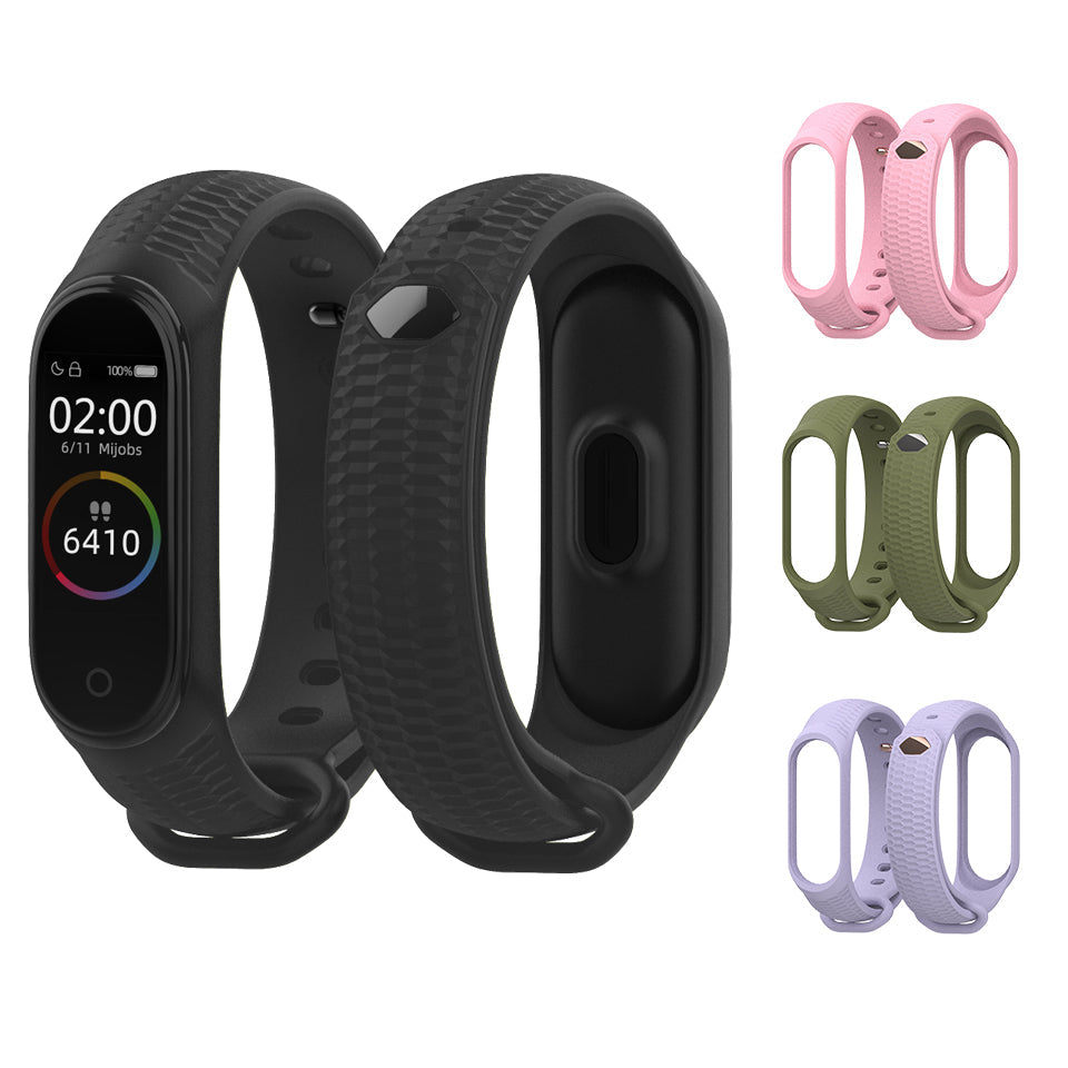 Textured Silicone Band for Xiaomi Mi Band 3 and 4 AANHORA-SHOPPING