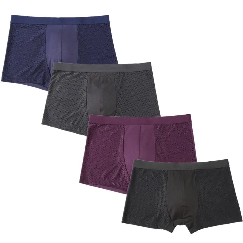 Men's Bamboo Fiber Boxers 4 Pcs/Set AANHORA-SHOPPING