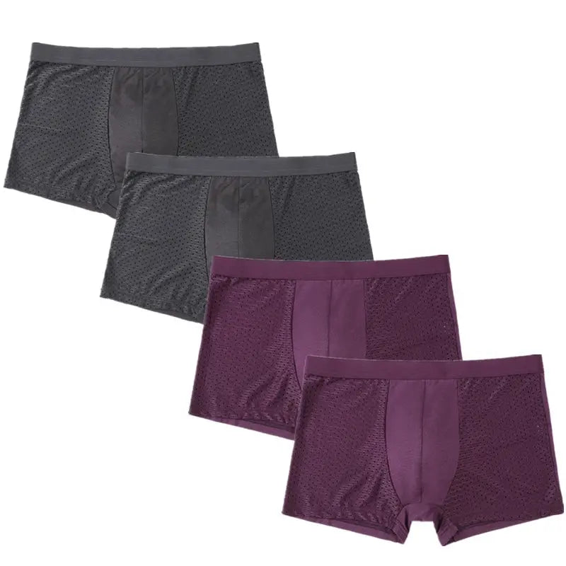 Men's Bamboo Fiber Boxers 4 Pcs/Set AANHORA-SHOPPING