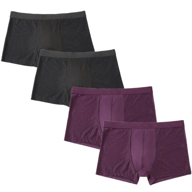 Men's Bamboo Fiber Boxers 4 Pcs/Set AANHORA-SHOPPING