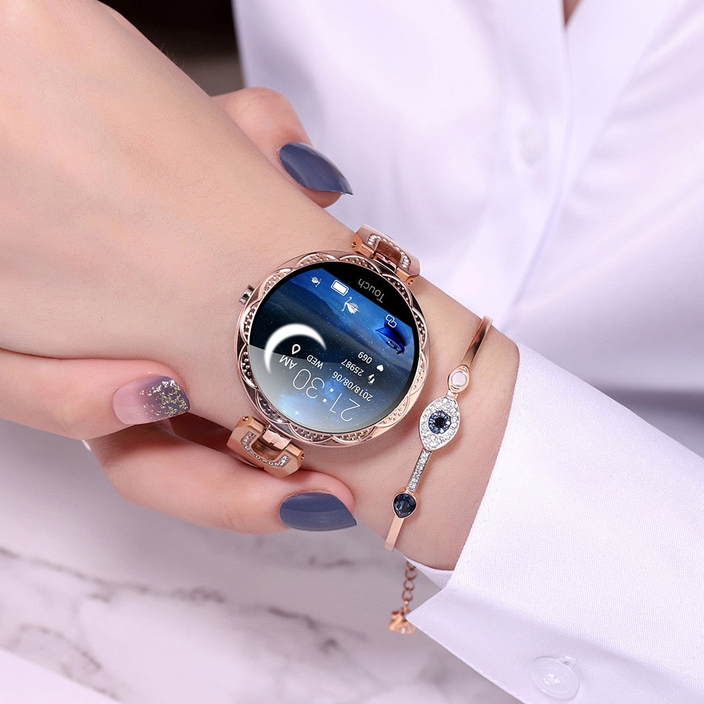 Women's Patterned Metal Smart Watch AANHORA-SHOPPING