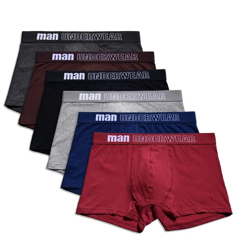 6pcs/lot Oversized Cotton Mens Underpants Soft Boxer Men Breathable Solid Underwear Flexible Boxershorts Vetement Homme - AANHORA-SHOPPING