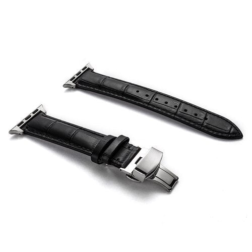 Leather Band for Apple Watch with Butterfly Buckle AANHORA-SHOPPING