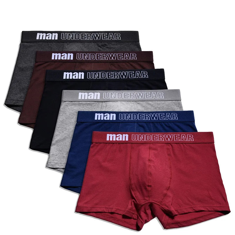 6pcs/lot Oversized Cotton Mens Underpants Soft Boxer Men Breathable Solid Underwear Flexible Boxershorts  Vetement Homme AANHORA-SHOPPING