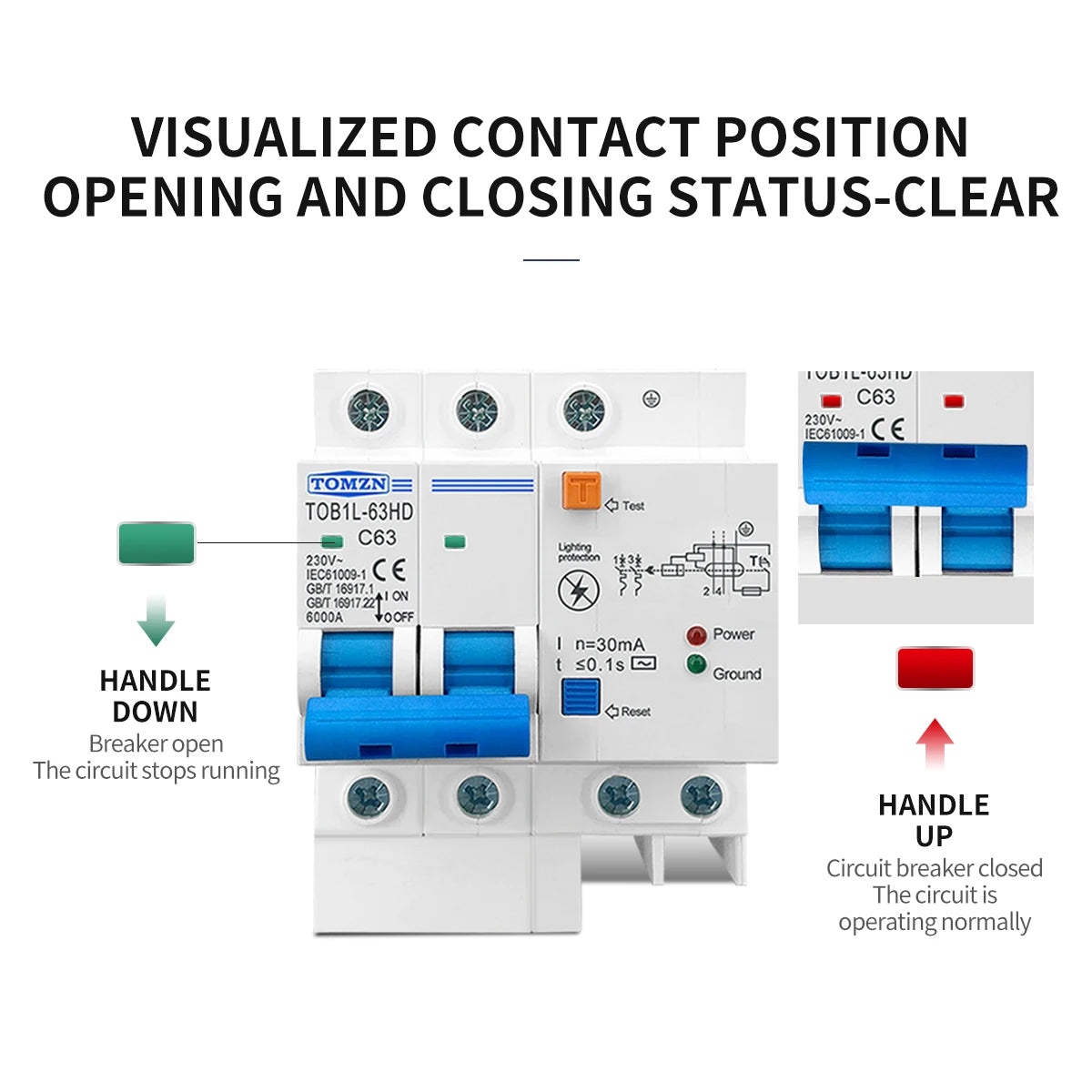 TOMZN Main Switch Residual Current Circuit Breaker With Surge Protector RCBO MCB With Lightning Protection SPD AANHORA-SHOPPING