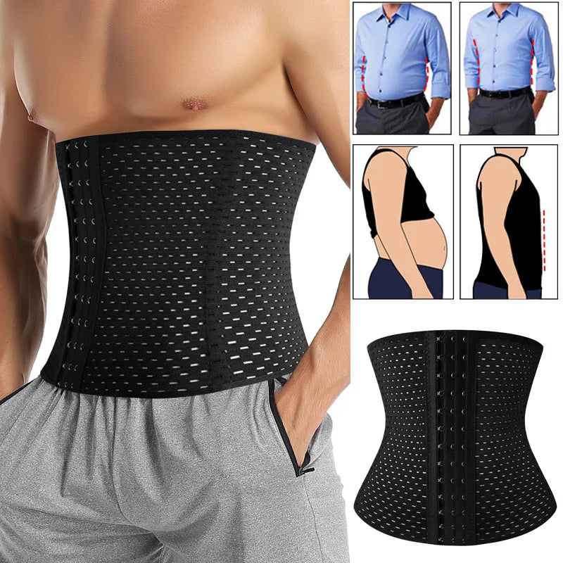 Entrenador de cintura Shapers corsé para hombres reductor de Abdomen cinturón adelgazante Shapewear correa de modelado de alta compresión faja de entrenamiento Faja AANHORA-SHOPPING