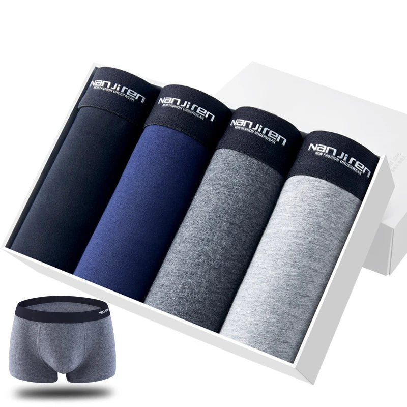 4 Uds Boxer Shorts ropa interior para hombre bragas sexis Boxers de algodón calzoncillos para hombre pantalones cortos para hombre Homme U lencería convexa envío gratis AANHORA-SHOPPING