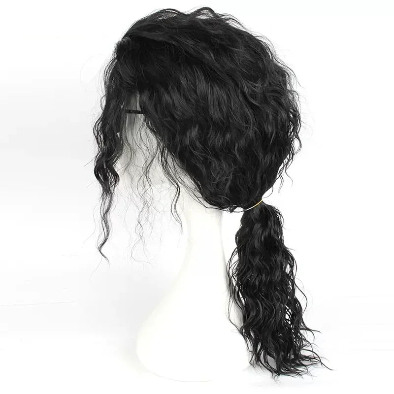 Anime Michael Jackson Cosplay Michael Cosplay peluca negra Michael juego de rol peluca de pelo negro rizado medio largo pelucas Cos de Halloween AANHORA-SHOPPING