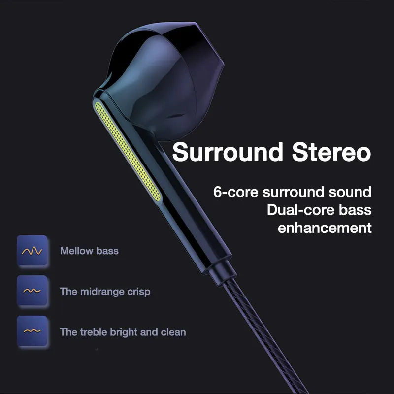 EARDECO-auriculares intrauditivos con micrófono, cascos con cable, graves pesados, estéreo, con cable, para juegos y teléfonos AANHORA-SHOPPING