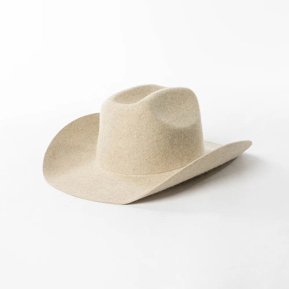 Sombrero de vaquero de lana 100%, accesorios del mismo color para otoño e invierno, sombrero de vaquero rizado clásico de Panamá, sombrero vaquero AANHORA-SHOPPING