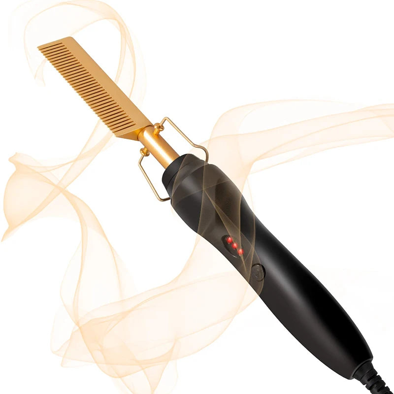 Portable dual-function straightening and curling hair brush, multi-functional electric heating travel hair styling iron AANHORA-SHOPPING