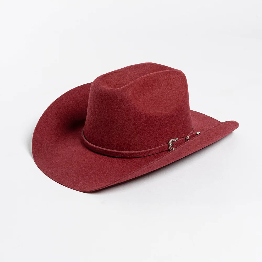Sombrero de vaquero de lana 100%, accesorios del mismo color para otoño e invierno, sombrero de vaquero rizado clásico de Panamá, sombrero vaquero AANHORA-SHOPPING