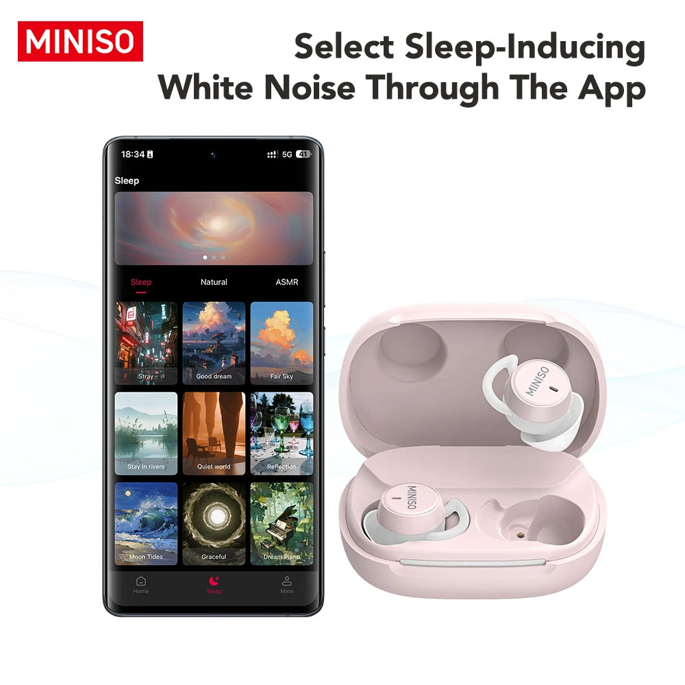 Audífonos MINISO MS217 para Dormir, Auriculares Bluetooth con Traducción IA, Audífonos Intrauditivos Inalámbricos Ideales para Dormir AANHORA-SHOPPING