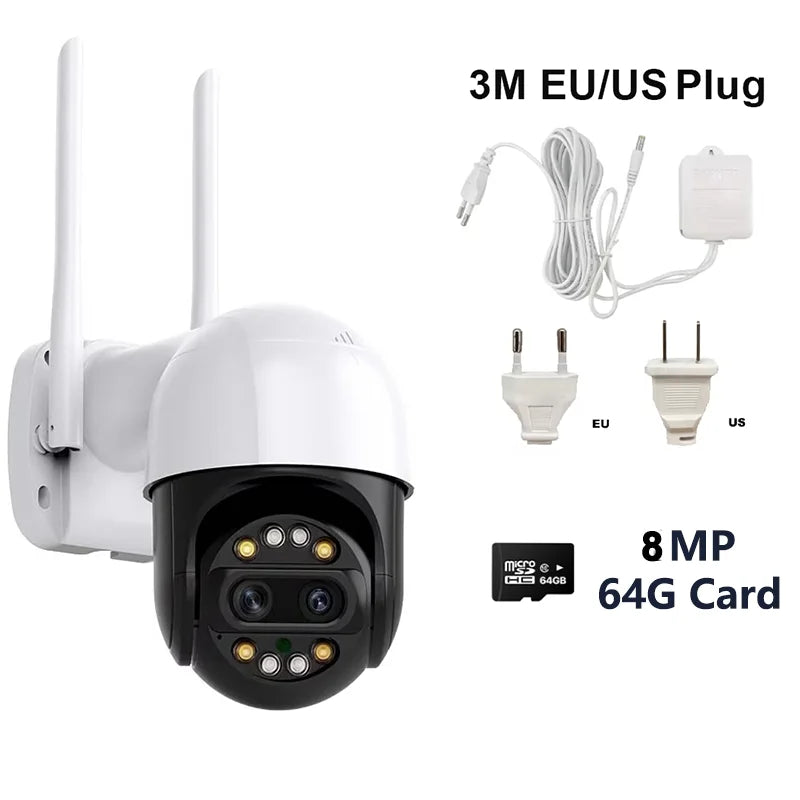 8X Digital Zoom 8MP PTZ WiFi Camera Dual Lens Night Vision Human Detection CCTV Video Surveillance Camera 4K Security IP Camera AANHORA-SHOPPING