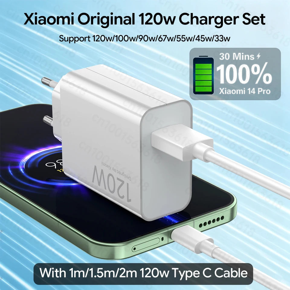 Cargador XIAOMI Original de 120W, Cargadores GaN de 100W Tipo C, Adaptador Súper Rápido para Mi 17 Ultra, 17t, 15, 14pro, Redmi Note 14t, Poco X8, M8 AANHORA-SHOPPING