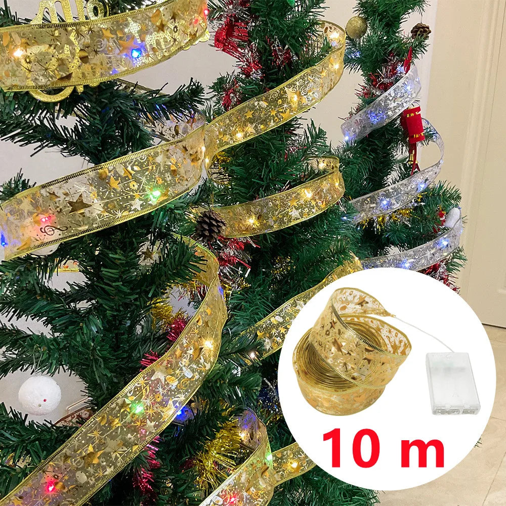 Aswesaw decoración de árbol de Navidad 10m cinta LED guirnaldas de luces cuerdas cinta de Navidad con LED Navidad Año Nuevo 2023 decoración del hogar AANHORA-SHOPPING