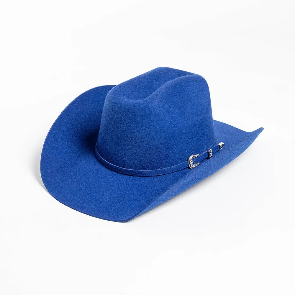 Sombrero de vaquero de lana 100%, accesorios del mismo color para otoño e invierno, sombrero de vaquero rizado clásico de Panamá, sombrero vaquero AANHORA-SHOPPING