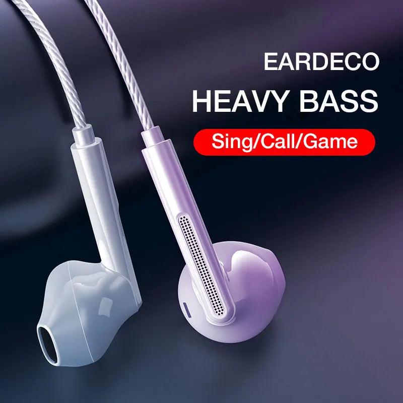 EARDECO-auriculares intrauditivos con micrófono, cascos con cable, graves pesados, estéreo, con cable, para juegos y teléfonos AANHORA-SHOPPING