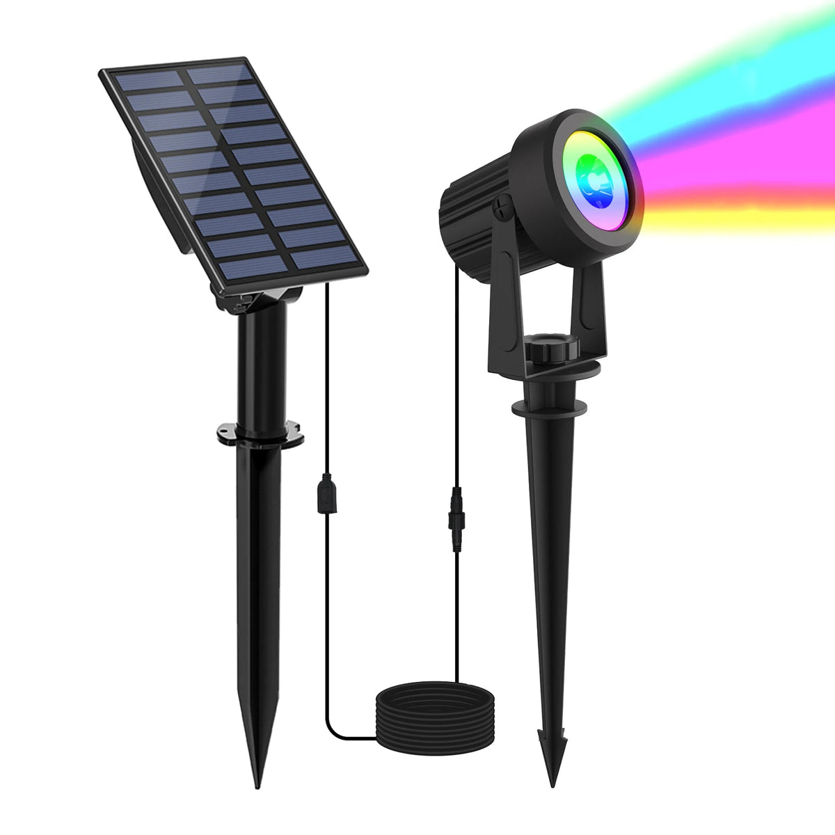 Foco Solar RGB de 1/2/4/6 luces IP65, luz Solar impermeable, luz de jardín para exteriores, decoración para fiesta de Navidad y Halloween AANHORA-SHOPPING