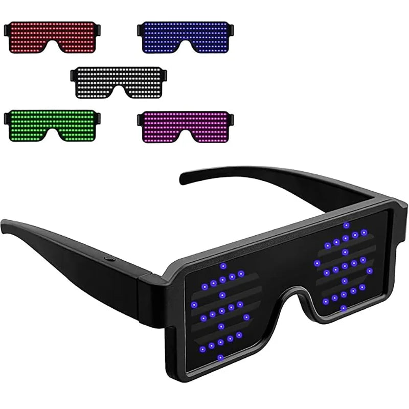 Gafas LED iluminadas, gafas dinámicas para recuerdo de fiesta, Festival, Navidad, recargable por USB, LED Rave, gafas intermitentes brillantes AANHORA-SHOPPING
