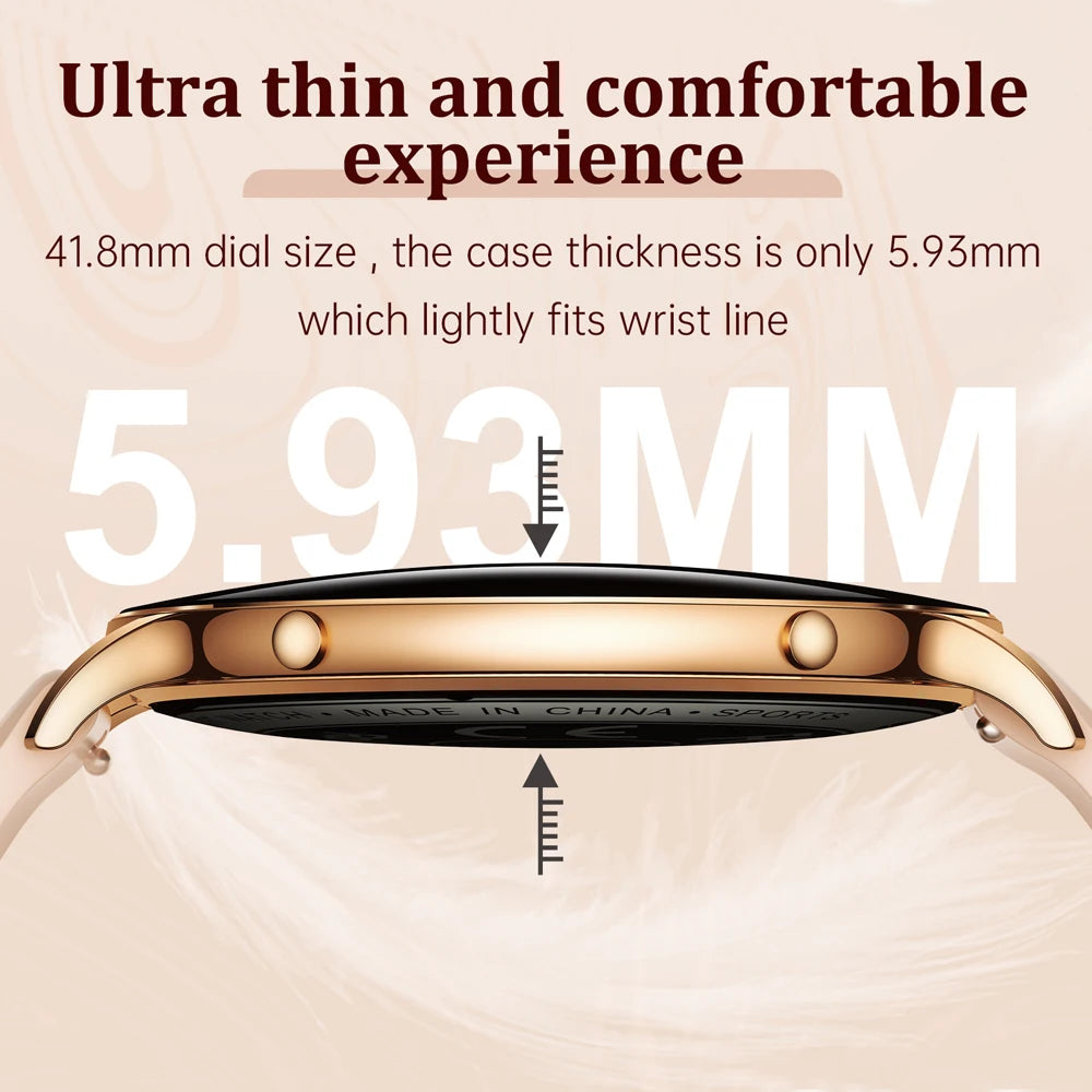 Reloj Inteligente AMOLED Ultrafino para Mujer, Pantalla Siempre Encendida, Linterna LED, Brazalete de Moda, Llamadas por BT, Monitoreo de Salud AANHORA-SHOPPING