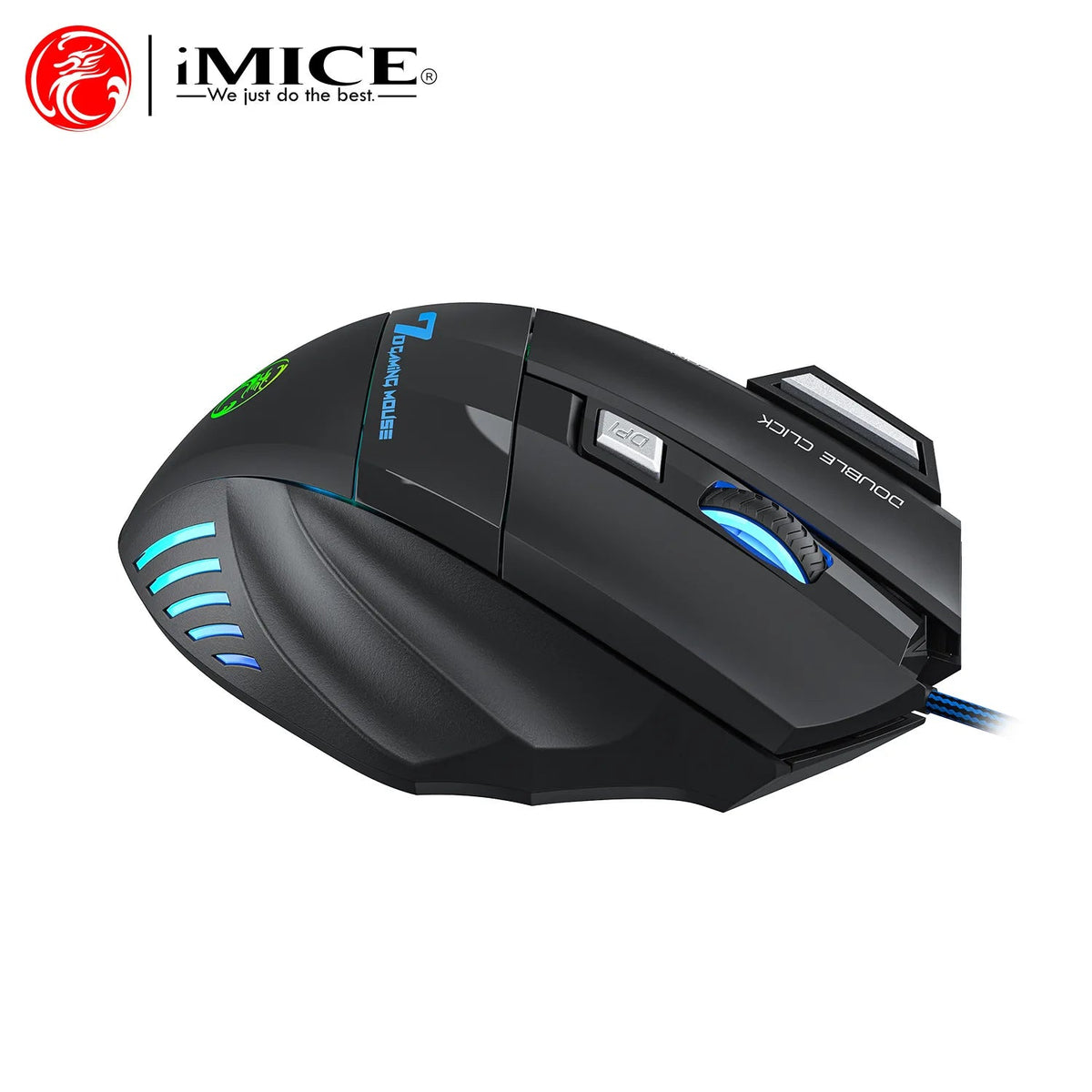 Ratón óptico con cable para juegos, retroiluminación RGB, 3200 DPI, ajustable, 4 botones, diseño ergonómico, ideal para PC, ordenador, portátil y tableta. AANHORA-SHOPPING