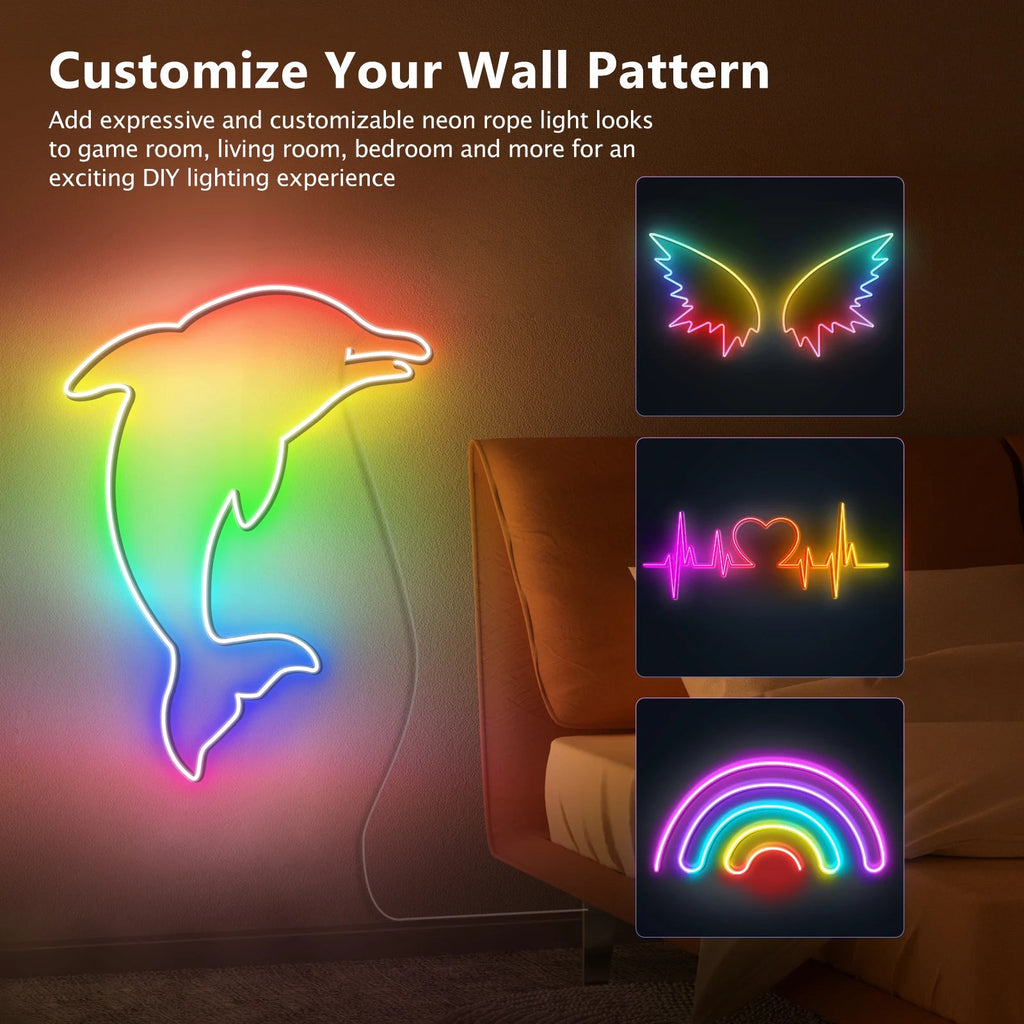 Tira de luces LED de neón, cinta Flexible con WiFi, Control por voz, 12V, RGBIC, color de ensueño, impermeable, efecto de búsqueda, Tuya, 3-20M AANHORA-SHOPPING