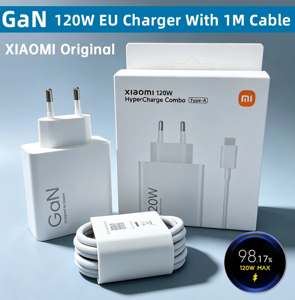 Cargador XIAOMI Original de 120W, Cargadores GaN de 100W Tipo C, Adaptador Súper Rápido para Mi 17 Ultra, 17t, 15, 14pro, Redmi Note 14t, Poco X8, M8 AANHORA-SHOPPING
