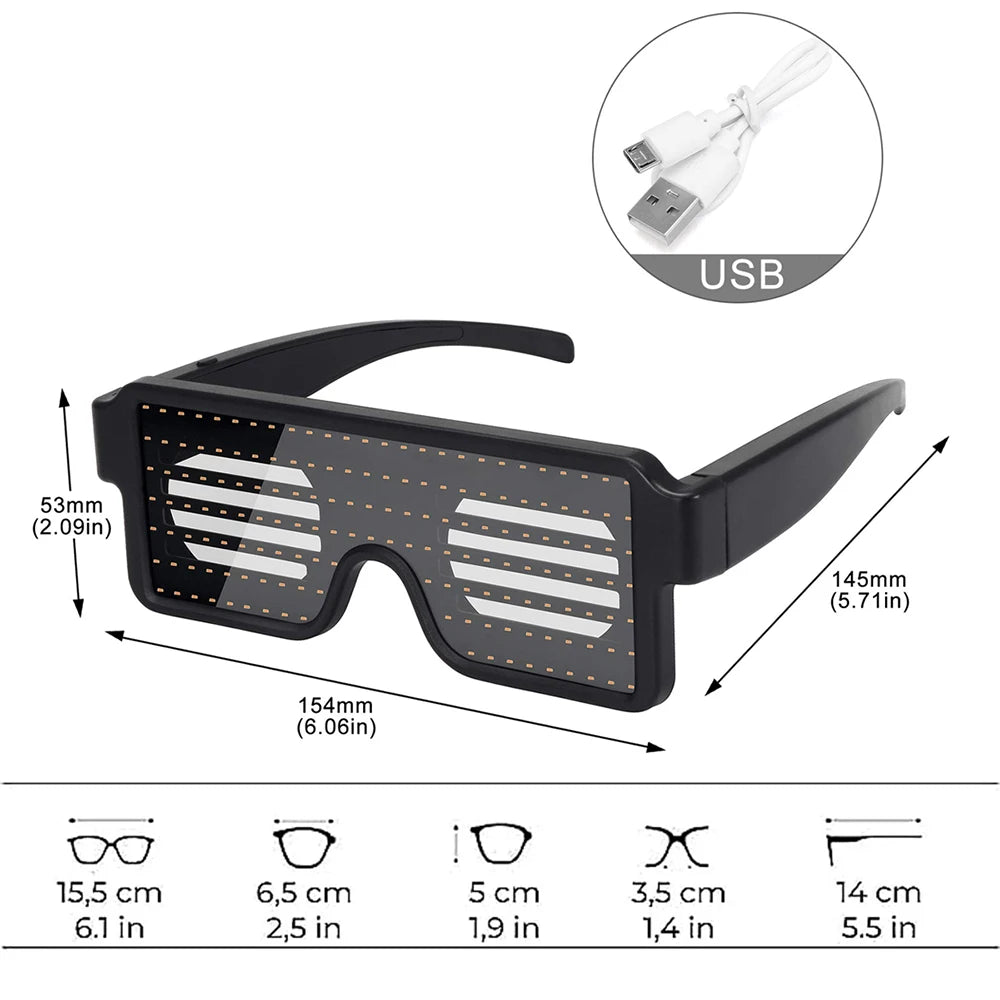 Gafas LED iluminadas, gafas dinámicas para recuerdo de fiesta, Festival, Navidad, recargable por USB, LED Rave, gafas intermitentes brillantes AANHORA-SHOPPING