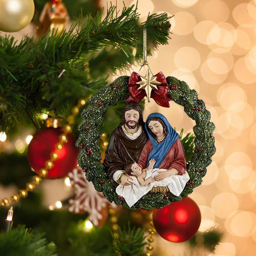 Colgante de árbol de Navidad de Natividad, adornos colgantes de Jesucristo, decoración de escena de Natividad interior acrílica de Año Nuevo para adorno de casa AANHORA-SHOPPING