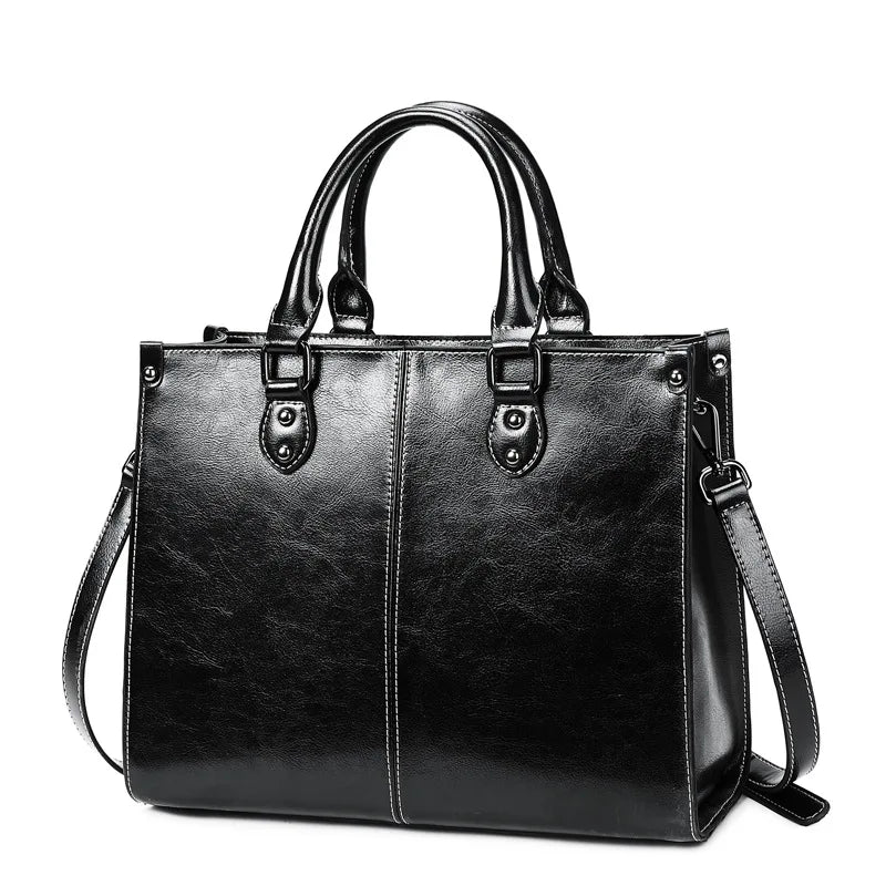 Bolso de mano de cuero genuino para mujer, bandolera de hombro, de piel de vaca encerada, estilo mensajero, tipo tote AANHORA-SHOPPING