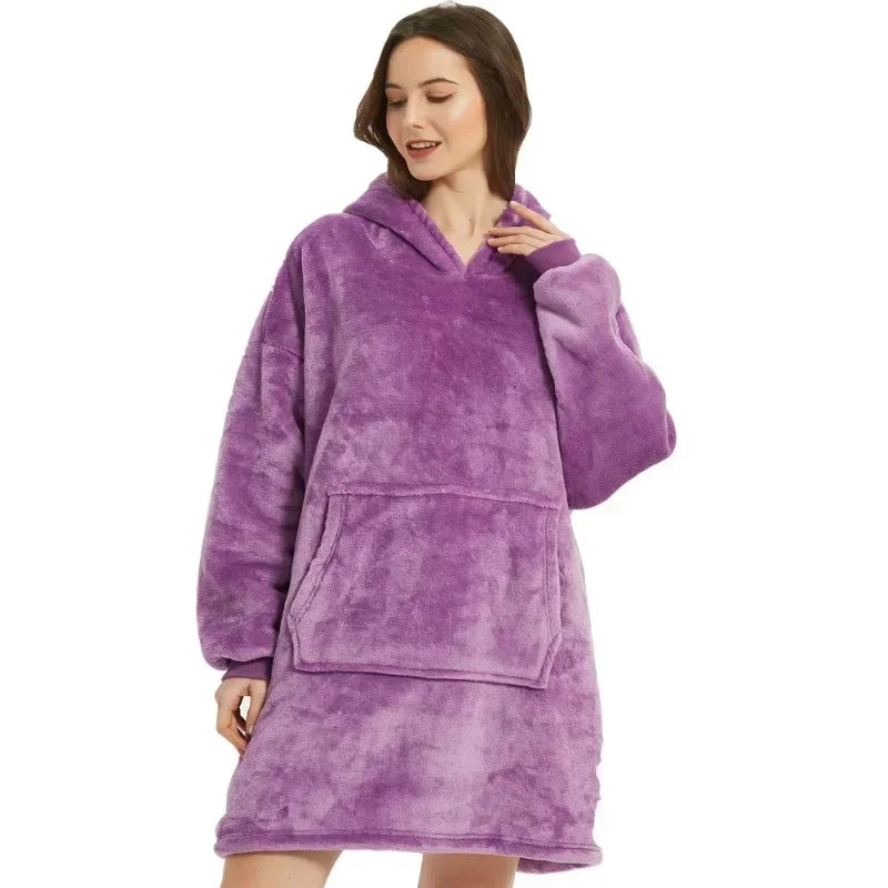 Sudaderas con capucha de invierno para hombre y mujer, jersey de lana gigante para TV, manta de gran tamaño con mangas, bata, mantas usables AANHORA-SHOPPING