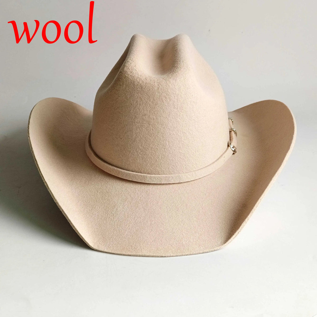 Sombrero de vaquero de lana 100%, accesorios del mismo color para otoño e invierno, sombrero de vaquero rizado clásico de Panamá, sombrero vaquero AANHORA-SHOPPING