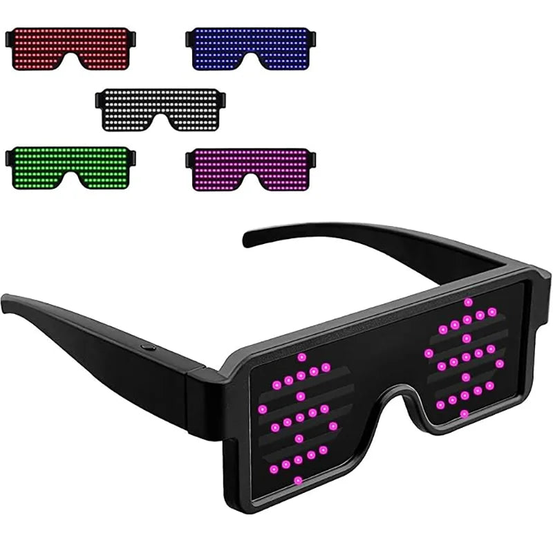 Gafas LED iluminadas, gafas dinámicas para recuerdo de fiesta, Festival, Navidad, recargable por USB, LED Rave, gafas intermitentes brillantes AANHORA-SHOPPING