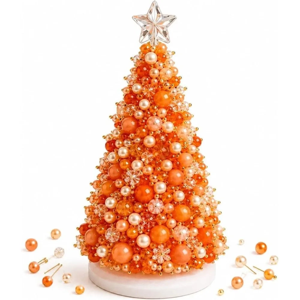Colorido y Encantador Kit de Árbol de Navidad de Cuentas para Armar, Educativo, Brillante, de Mesa, Hecho a Mano con Perlas Falsas AANHORA-SHOPPING