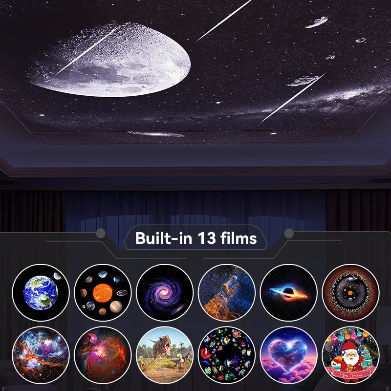 Proyector de estrellas Galaxy con meteorito, lámpara de luz nocturna Ultra clara, Bola Espacial giratoria, planetario, luces para niños G, 12 en 1 AANHORA-SHOPPING