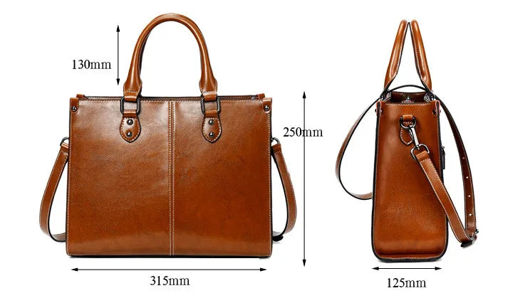 Bolso de mano de cuero genuino para mujer, bandolera de hombro, de piel de vaca encerada, estilo mensajero, tipo tote AANHORA-SHOPPING