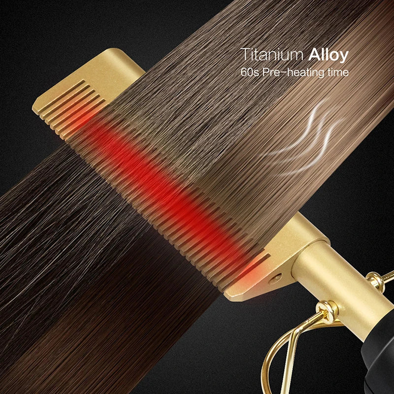 Professional Electric Ceramic Ionic Hair Straighten Straightener Brush Hot Comb Pressing Electric Hot Comb Hair Straightener AANHORA-SHOPPING