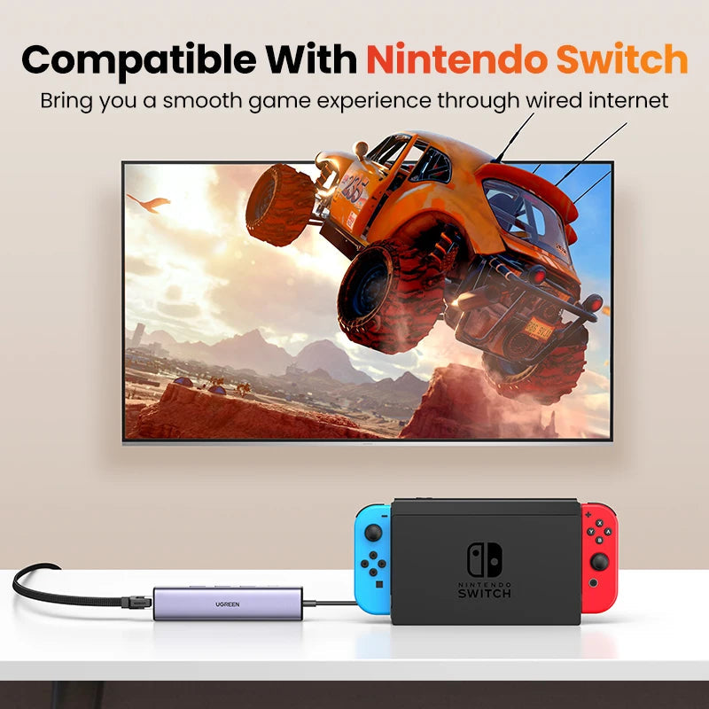 UGREEN USB Ethernet Adaptador 1000/100Mbps USB3.0/USB2.0 HUB USB a RJ45 USB Lan para Laptop PC Xiaomi Mi Box Nintendo Switch Lenovo Macbook Mac OS Windows Linux USB-C HUB USB-A Tarjeta de Red Gigabit Internet Adaptador AANHORA-SHOPPING
