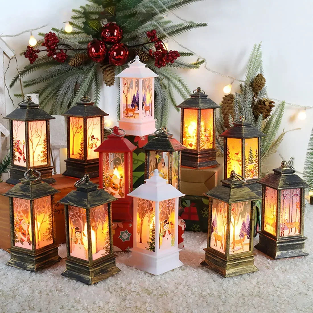 Linterna navideña de Papá Noel, luces de viento, decoración navideña para el hogar, adornos navideños 2022, regalos de Año Nuevo 2023 AANHORA-SHOPPING
