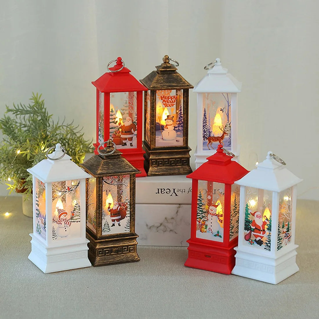 Linterna de Navidad con adornos de luz nocturna, lámpara colgante de Papá Noel y muñeco de nieve para el hogar, decoración de fiesta de año nuevo, 1 unidad AANHORA-SHOPPING