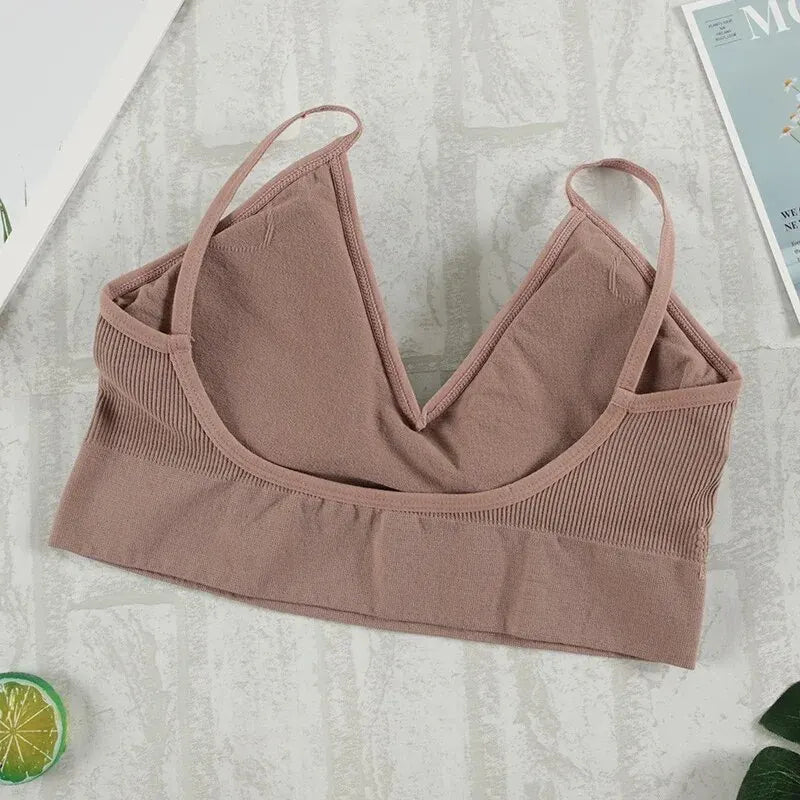 Conjunto de ropa interior de 2 piezas para mujer, bragas sexys, Bralette sin costuras, lencería femenina, Top corto sin mangas suave AANHORA-SHOPPING