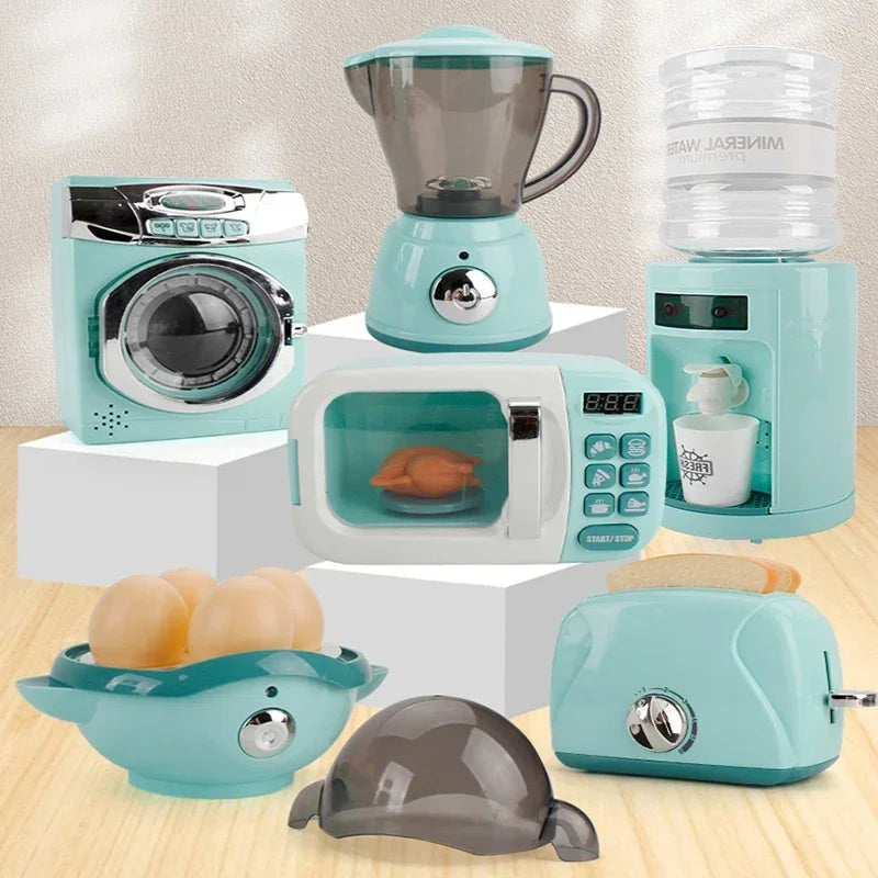 Juguetes de cocina de imitación, juego de accesorios de cocina para niños, cafetera, batidora, tostadora con luces y sonidos realistas AANHORA-SHOPPING