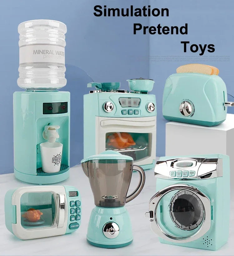 Juguetes de cocina de imitación, juego de accesorios de cocina para niños, cafetera, batidora, tostadora con luces y sonidos realistas AANHORA-SHOPPING