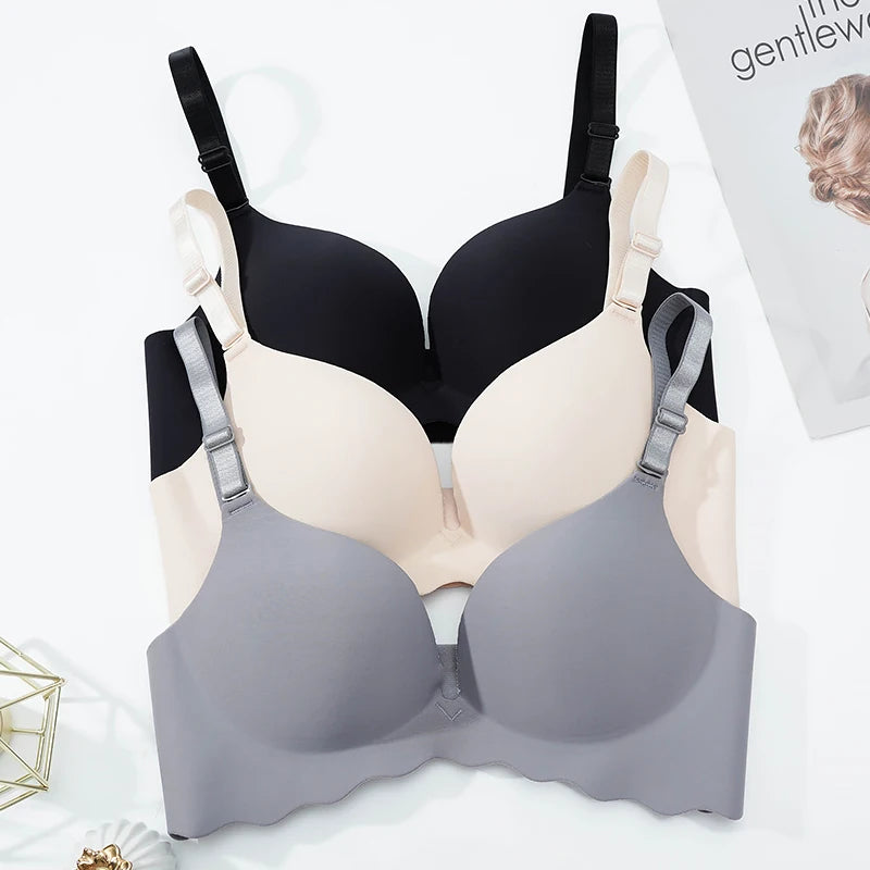 Sujetadores sin costuras con diseño de ondas para mujer, sujetador de soporte suave, ropa interior sexy sin aros para chicas, lencería íntima, bralette con escote en U profundo, tops sólidos para mujer AANHORA-SHOPPING