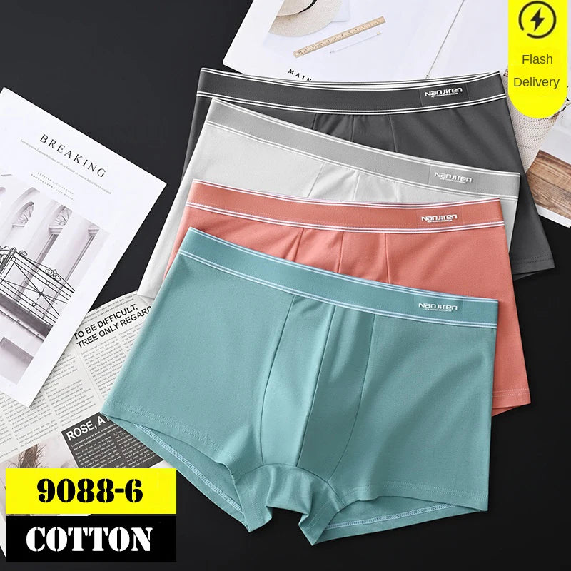 4 Uds Boxer Shorts ropa interior para hombre bragas sexis Boxers de algodón calzoncillos para hombre pantalones cortos para hombre Homme U lencería convexa envío gratis AANHORA-SHOPPING
