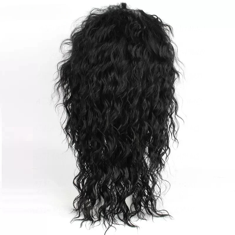 Anime Michael Jackson Cosplay Michael Cosplay peluca negra Michael juego de rol peluca de pelo negro rizado medio largo pelucas Cos de Halloween AANHORA-SHOPPING