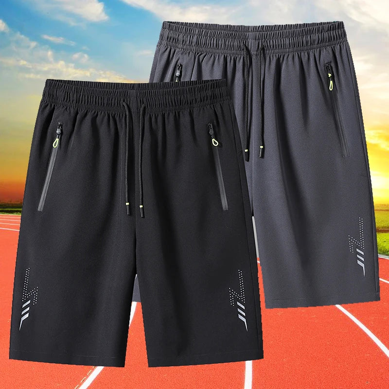 Pantalones Cortos Deportivos de Verano para Hombre, Ropa Deportiva Fresca, Pantalones Cortos Deportivos Casuales, Pantalones Cortos para Gimnasio, Entrenamiento, Correr, Color Negro y Gris AANHORA-SHOPPING