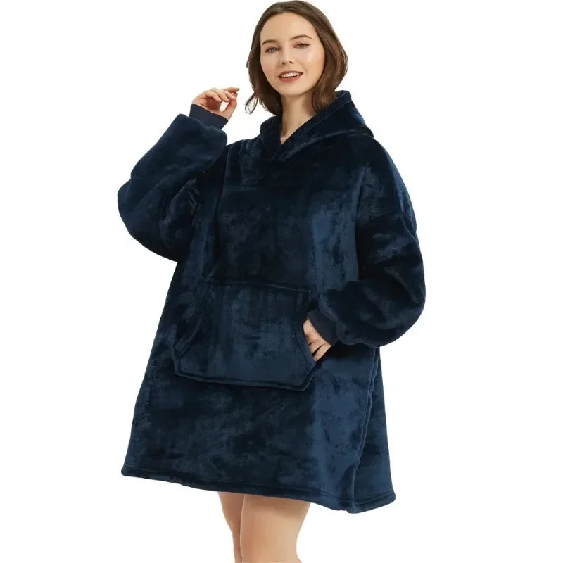 Sudaderas con capucha de invierno para hombre y mujer, jersey de lana gigante para TV, manta de gran tamaño con mangas, bata, mantas usables AANHORA-SHOPPING